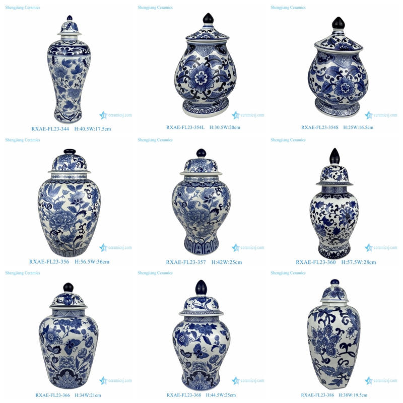 RXAE-FL23 Series Jingdezhen Blue and White Porcelain Floral Design ...