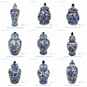 RXAE-FL23 Series Jingdezhen Blue and White Porcelain Floral Design Ginger Jar with Lid Traditional Porcelain Vases