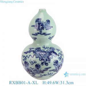 RXBB01-A-XL Blue and white hand painted sacrificial cloud pattern Ceramic flower gourd vase