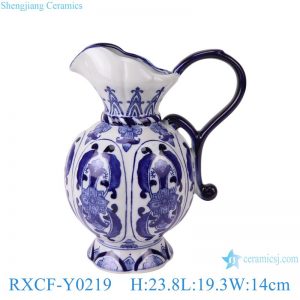 RXCF-Y0219 Jingdezhen porcelain blue and white design creative home decoration with handle ceramic kettle ceramic vase