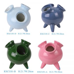 RXCU01-A-B-C-D  High Temperature Solid color Ceramic Vase tripod  Pot