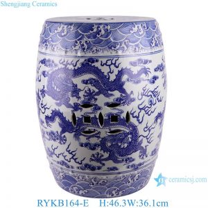 RYKB164-E Jingdezhen Porcelain Blue and White Dragon Pattern Home Garden Ceramic Stool