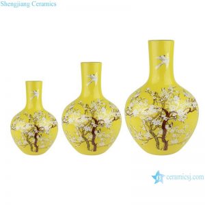 RYKB171-B-Series Yellow Bird Pattern Furniture Restaurant Restaurant Office Decoration Porcelain Ceramic Flower Vase