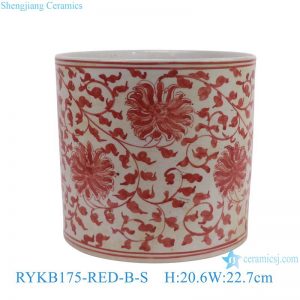 RYKB175-GREEN-RED-B-S  Jingdezhen high-quality ceramic red green floral pattern home garden decoration ceramic mini flower pots small penholder