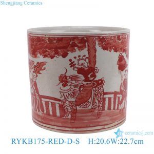 RYKB175-GREEN-RED-D-S  Jingdezhen porcelain red green dragon pattern home garden decoration ceramic mini flower pots lovely penholder