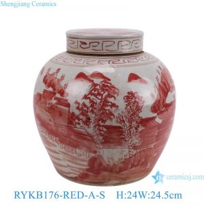 RYKB176-GREEN-RED-A-S Jingdezhen High Quality Porcelain Furniture Storage Decoration Ceramic Jar with Lid