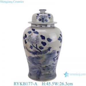 RYKB177-A Antique Creative Flower and Bird Pattern Home Decoration Ceramic Jar with Lid