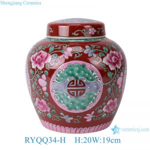 RYQQ34-H Jingdezhen traditional pastel series flower pattern home decoration storage ceramic jar