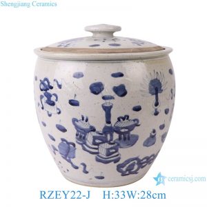 RZEY22-J Jingdezhen traditional blue and white series home decoration storage ceramic jar with lid