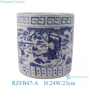 RZFB47-A High quality blue and white children playing pattern decorative pen holder flowerpot