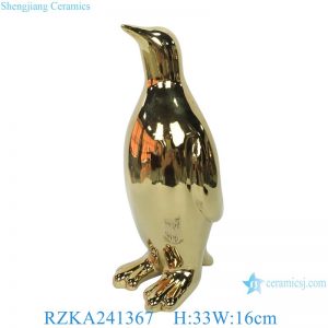 RZKA241367 Luxury Modern Handmade Gilded Penguin Ceramic Statues Gold Glazed Animal Porcelain Sculpture