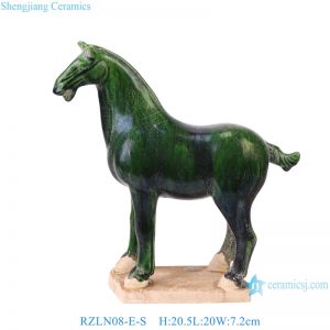 RZLN08-E Vintage Green Glazed Pottery Horse Figurines Handmade Classical Figurine Ornament Ceramic Horses Statue