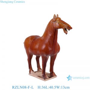 RZLN08-F-L Antique Red Glazed Pottery Horse Statues Home Office Decorative Ceramic Walking Horses Figurines