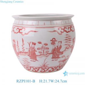 RZPI101-B Jingdezhen Simple Design Eight Immortals Character Pattern Pink Beautifully Styled Ornament Ceramic Jar