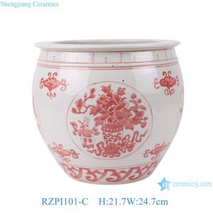 RZPI101-C Jingdezhen simple design hand-painted pink flowers and birds pattern beautifully modelled ornaments ceramic cylinder