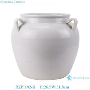 RZPI102-A-B Size Pure White Ceramic Vase with Ears for Home Decoration