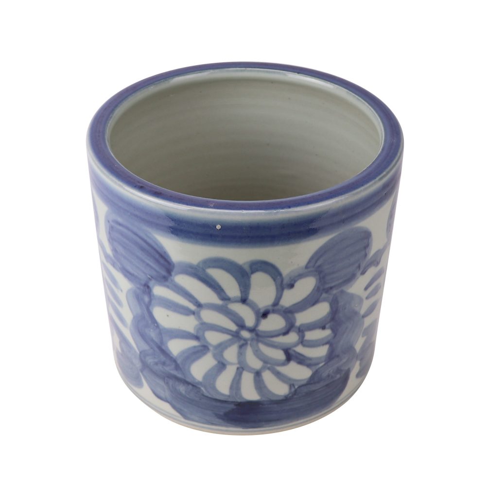 Jingdezhen high quality blue and white sunflower pattern furniture decoration ceramic hand-painted brush holder top view