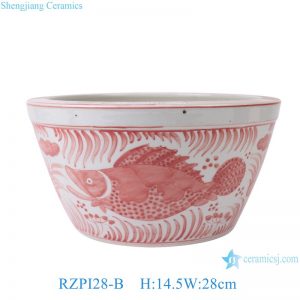 RZPI28-B Jingdezhen Ceramics Pink Fish and Algae Garden Decoration Small Flower Planter