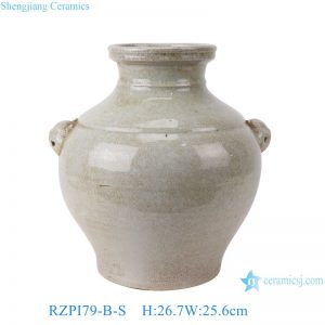 RZPI79-B-S High quality vintage light coloured long neck ceramic flower vase with ears