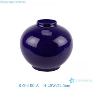 RZPI100-A High Quality Dark Blue Classic Solid Colour Round Narrow Mouth Home Decor Small Vase