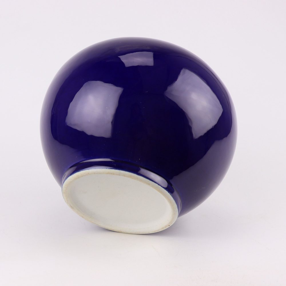 High quality dark blue classic solid colour round narrow spout home decor small vase bottom image