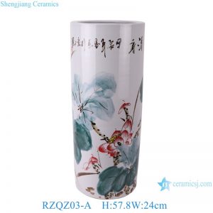 RZQZ03-A High quality ceramic umbrella tube with blue and white lotus pond pattern