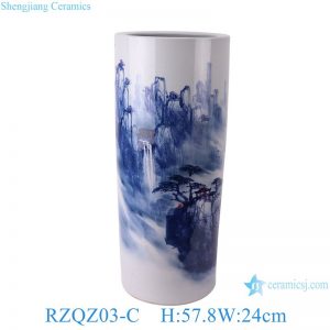 RZQZ03-C High quality blue and white landscape design ceramic umbrella holder