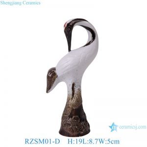 RZSM01-D Porcelain ceramic home decor gifts colorful glaze kiln changed glaze carving sculpture single feather crane