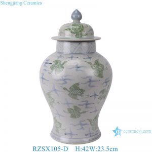 RZSX105-D Jindezhen antique blue and green cranes ginger jars hand painted flower vase with lids