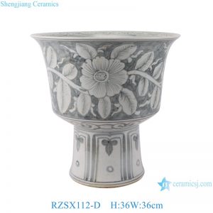 RZSX112-D Chinese antique floral pattern porcelain pots high foot ceramic planters