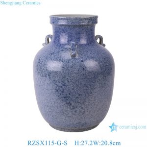 RZSX115-G-S Jindezhen Solid Blue Four-eared Porcelain Flower Vase Chinoiserie Handmade Ceramic Vase