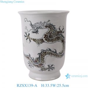 RZSX139-A Jingdezhen Blue and White Dragon Pattern Porcelain Planters Pot Antique Clay Handpainted Ceramic Flower Pots