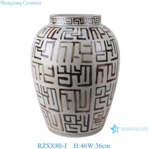 RZSX80-J Antique rust-red fret pattern porcelain vases handpainted ceramic pots vase