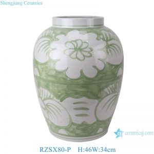 RZSX80-P Jingdezhen High Quality Green Floral Patterns Porcelain Vase Handmade Ceramic Pots Vase