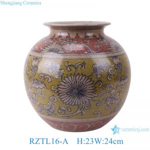 RZTL16-A Jingdezhen antique floral pattern crackle porcelain pots vase big belly handmade ceramic flower vase