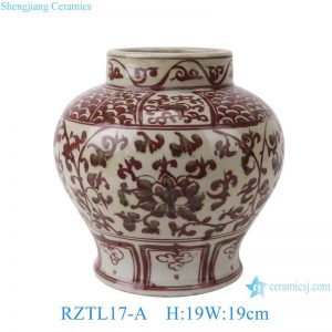 RZTL17-A Jingdezhen antique rusty red floral pattern ceramic flower vase creative hand-painted porcelain pots vase