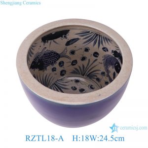 RZTL18-A Jingdezhen blue porcelain fishbowl hand painted sea fish pattern porcelain basin flower planter