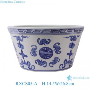 RXCS05-A Blue and white bat pattern Ceramic Pot Fish tank Garden Planter