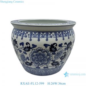 RXAE-FL12-599 Chinese Vintage Style Ceramic Flower Pots Hand Painted Floral Pattern Porcelain Bonsai Planters