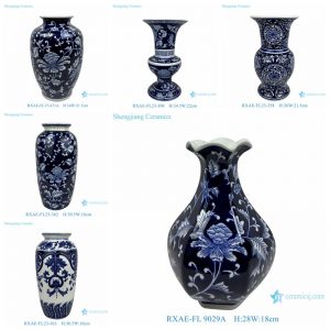 RXAE-FL Series Modern Blue Home Ornament Tabletop Ceramic Flower Vase Chinese Blue and White Porcelain Vase