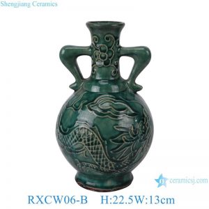 RXCW06-B Good Quality And Inexpensive Carved Ceramic Wine Pot with Dragon Pattern and Ears