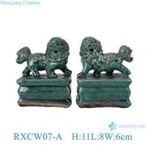 RXCW07-A Jingdezhen porcelain home decoration ornament green poodle ceramic foo dog