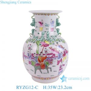 RYZG12-C Porcelain Home Decoration Ceramic Vase with Blue Flower and Tangled Lotus Patterns