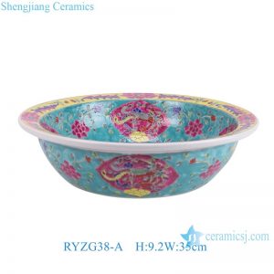 RYZG38-A Phoenix Peony Pattern Home Decor Ceramic Large Bowl