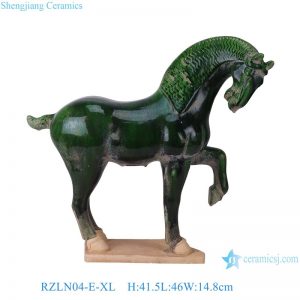 RZLN04-E-XL Creative Blue Glazed Pottery Lift Leg Horse Sculptures Home Office Garden Decorative Animal Horses Figurines
