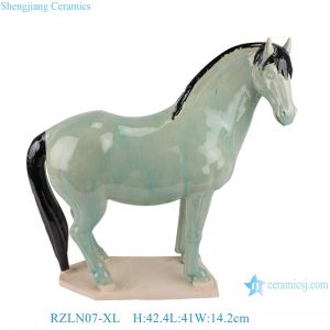 RZLN07-XL Creative Celadon Glazed Pottery Horse Sculptures Home Office Garden Decorative Animal Horses Figurines