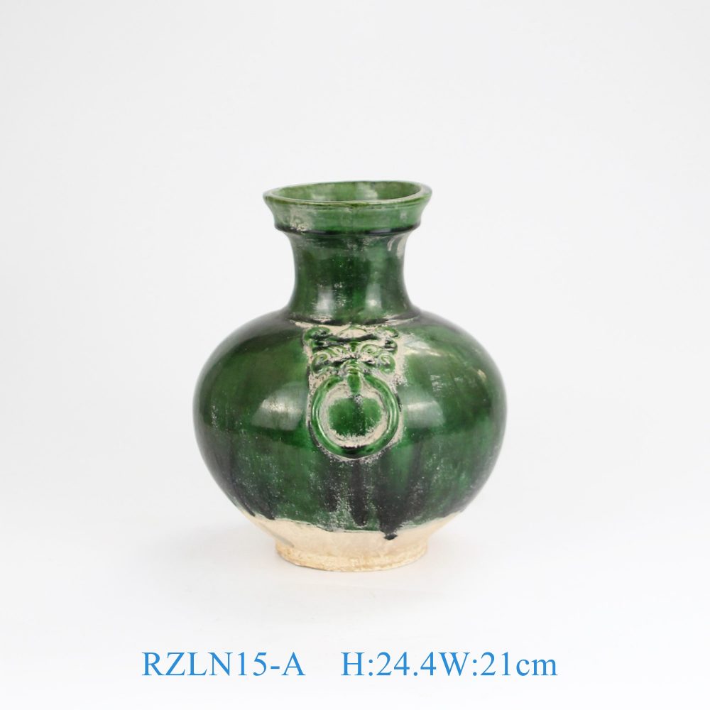 RZLN15-A Jingdezhen porcelain home decoration Green lion vase Ceramic vase