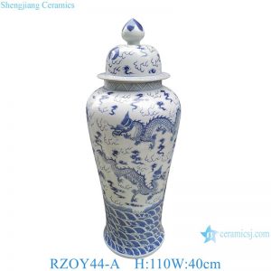 RZOY44-A Jingdezhen Blue and White Porcelain Floor Vase Large Floor Ginger Jar with Lid Ceramic General Jar