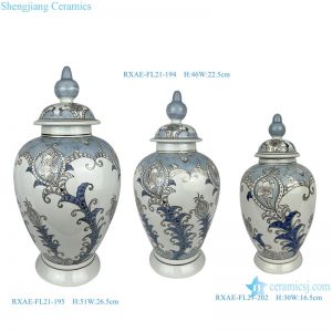 RXAE-FL21-194-195-202 Jingdezhen Hand Painted Ginger Jar Centerpiece Tea Storage Candy Jar Home Decor Vase