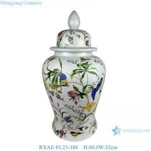 RXAE-FL23-388 Chinese polychrome ceramic vase ginger jar beautiful home decoration floral bird pattern porcelain flower vases